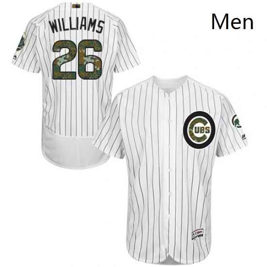 Mens Majestic Chicago Cubs 26 Billy Williams Authentic White 2016 Memorial Day Fashion Flex Base MLB Jersey